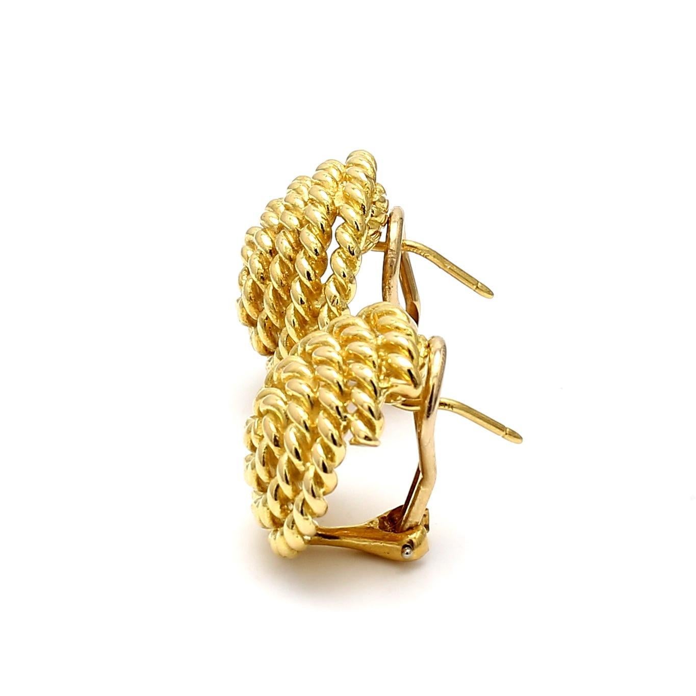 Tiffany & Co. Orecchini a spirale a clip in corda d'oro giallo 18 kt. in vendita 3