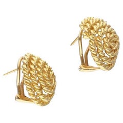 Pendientes Tiffany & Co Schlumberger de oro amarillo de 18 quilates con clip y cuerda en espiral