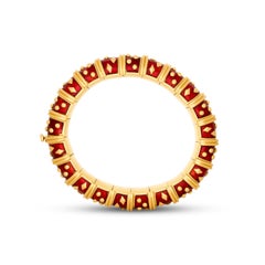 Tiffany & Co. Schlumberger 18 Karat Yellow Gold Red Enamel Bracelet