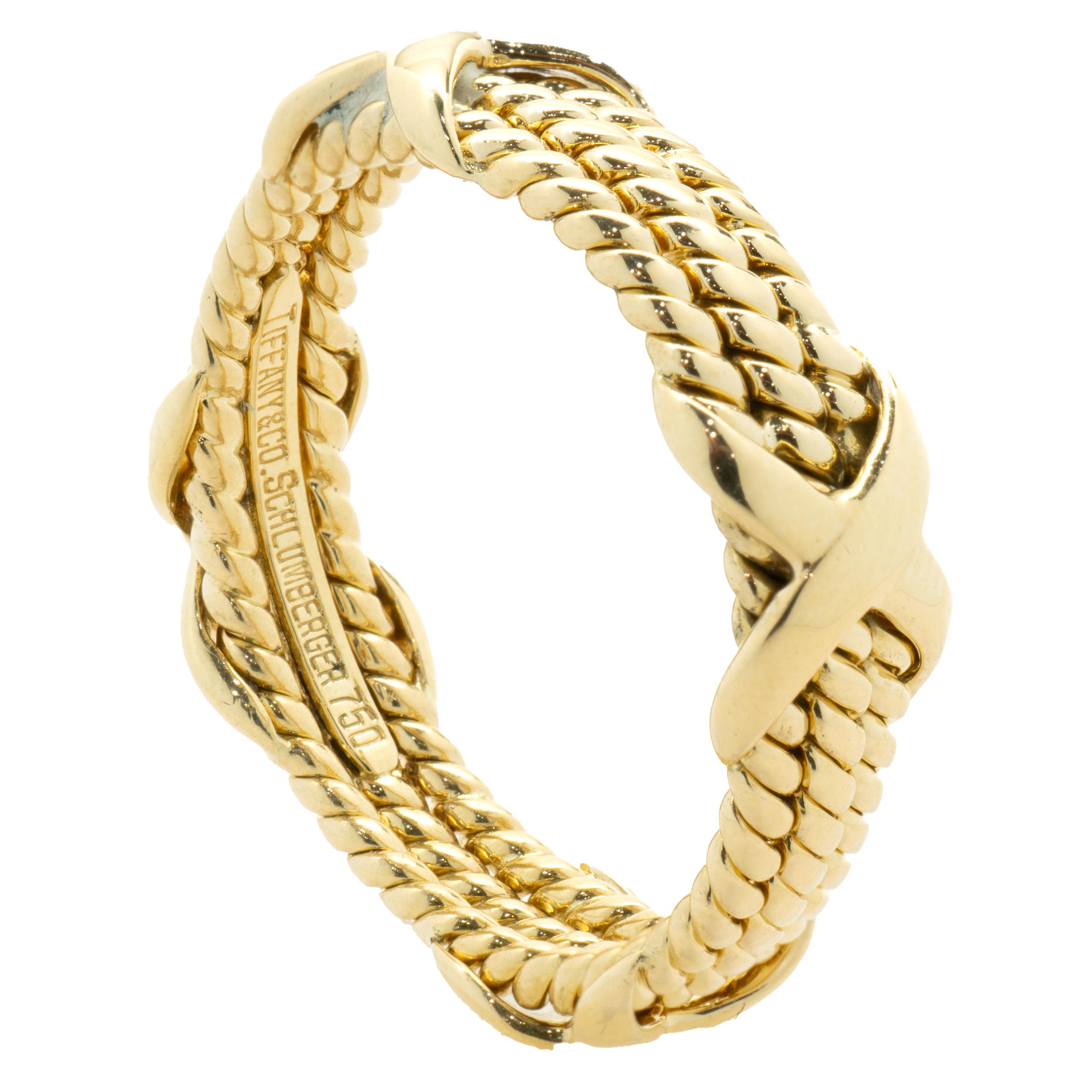 Women's Tiffany & Co. Schlumberger 18 Karat Yellow Gold X Motif Three Row Ring