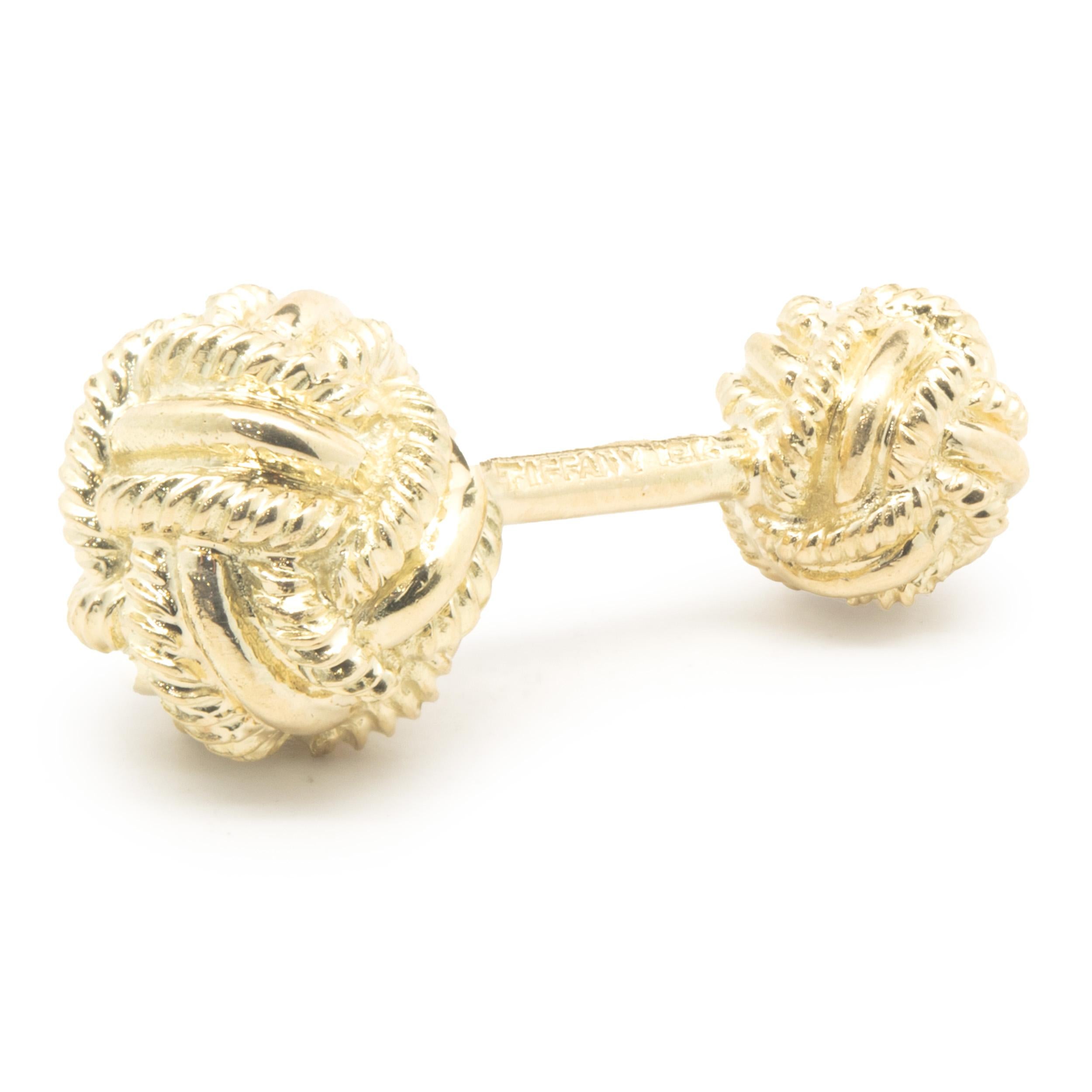 Designer: Tiffany & Co. / Schlumberger
Material: 18K yellow gold
Dimensions: cufflink measures 27mm in length
Weight: 9.00 grams