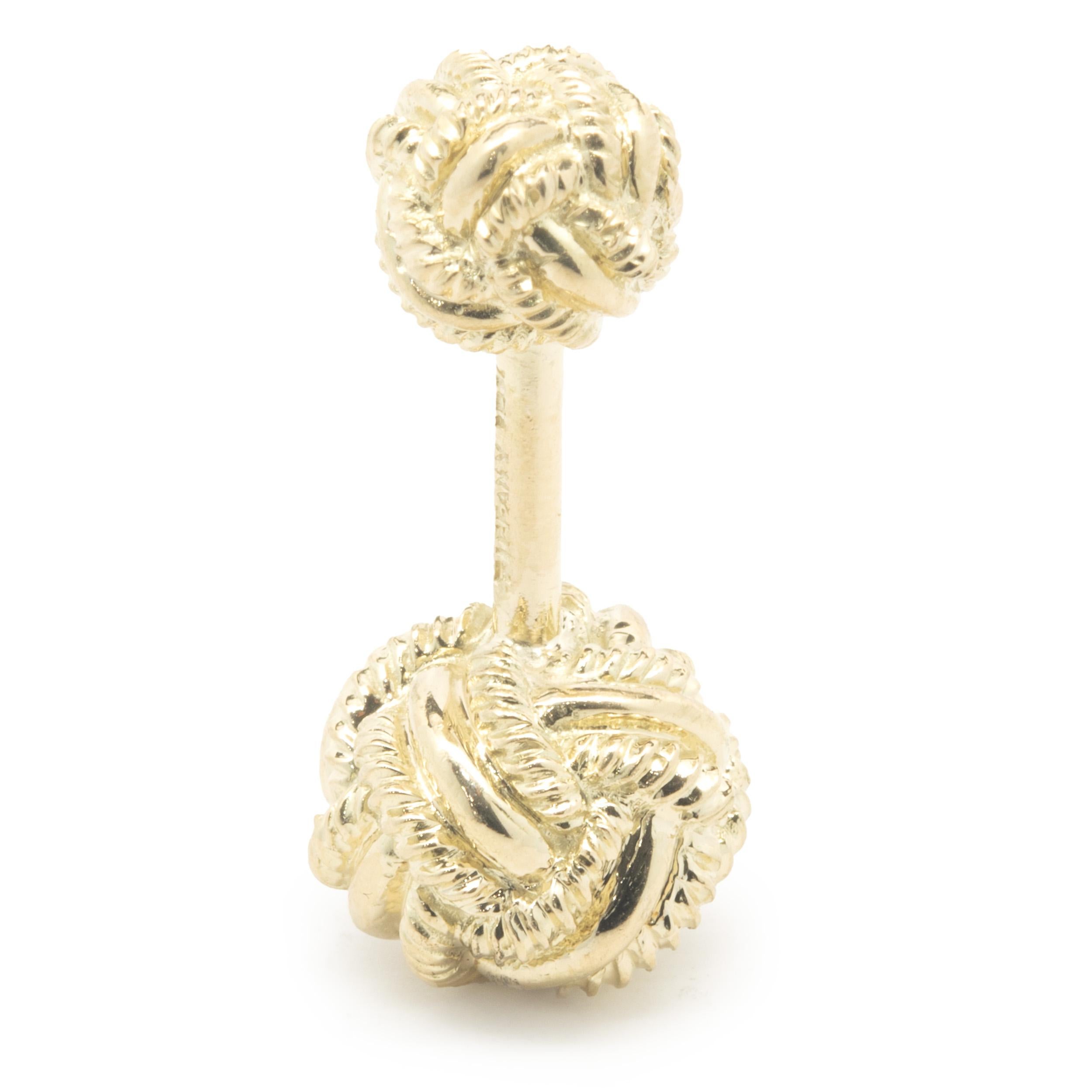 Tiffany & Co. Schlumberger Boutons de manchette jaune 18 carats à double nœud Pour femmes en vente