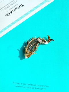 Tiffany & Co. Schlumberger 18k Gold and Platinum Sapphire "Fish" Brooch