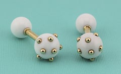 Tiffany & Co. Schlumberger 18K Gold Chalcedony Dumbbell Cufflinks