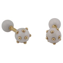 Tiffany & Co. Schlumberger 18K Gold Chalcedony Dumbbell Cufflinks