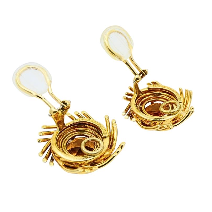 Tiffany & Co. Schlumberger 18k Gold Citrine Pinwheel Earrings 1