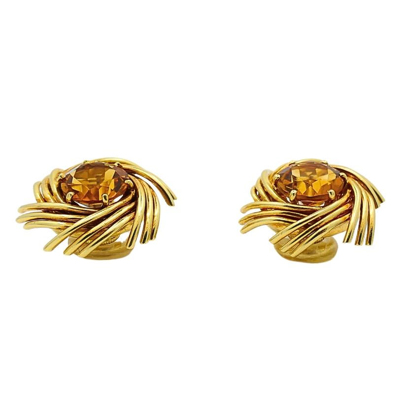 Tiffany & Co. Schlumberger 18k Gold Citrine Pinwheel Earrings 3