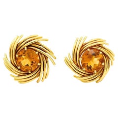Tiffany & Co. Schlumberger 18k Gold Citrine Pinwheel Earrings