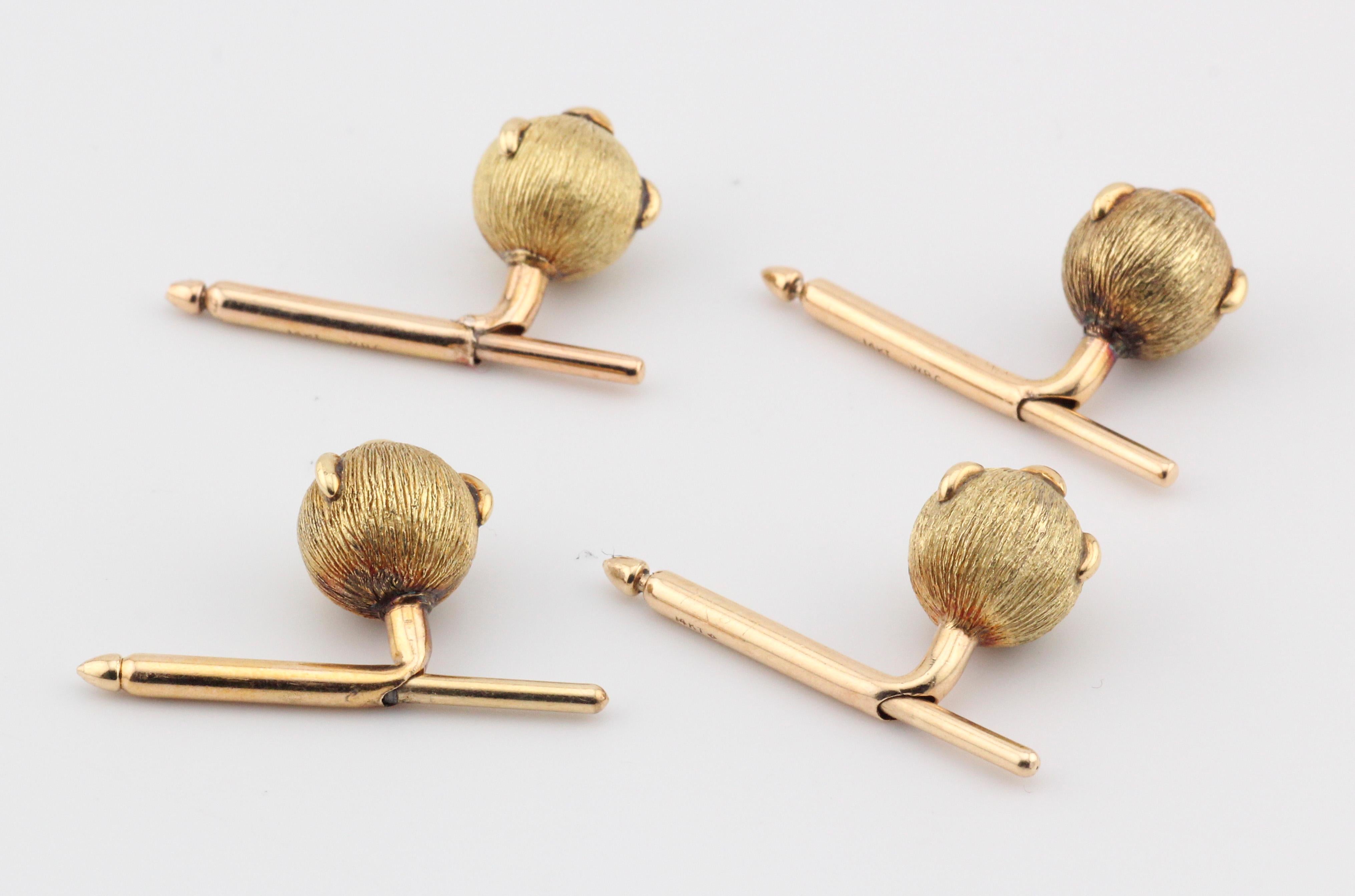 TIFFANY & CO. SCHLUMBERGER 18k Gold Cufflinks Studs Set For Sale 4