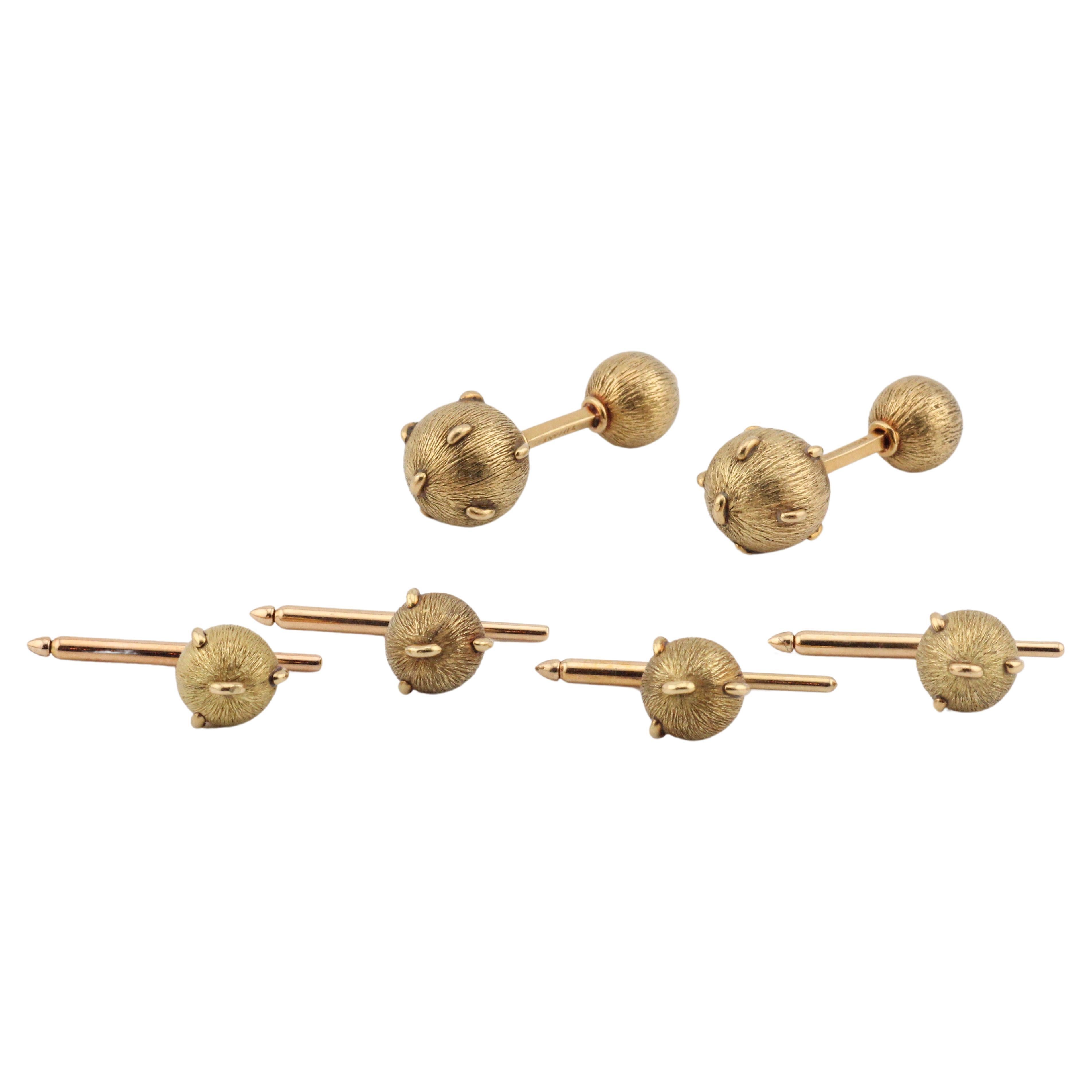 TIFFANY & CO. SCHLUMBERGER 18k Gold Cufflinks Studs Set For Sale