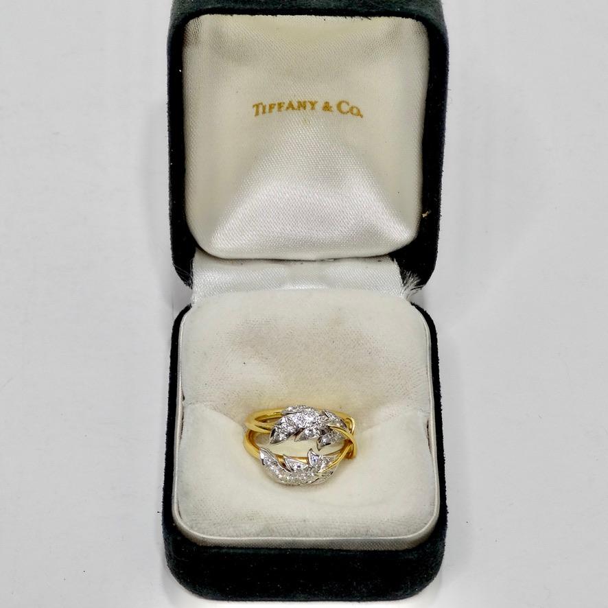 Schlumberger: 18 Karat Gold Diamantring mit Diamanten von Tiffany & Co (Alteuropäischer Brillantschliff) im Angebot