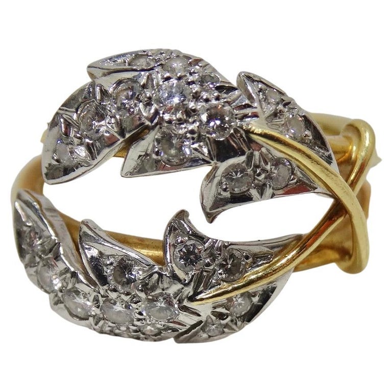 Tiffany and Co Schlumberger 18K Gold Diamond Ring For Sale at 1stDibs