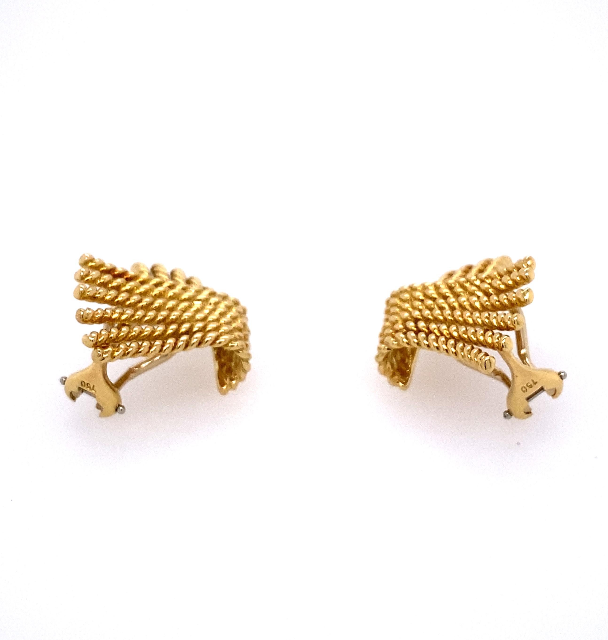 Tiffany & Co., Schlumberger 18k Gold Earclips In Good Condition In New York, NY