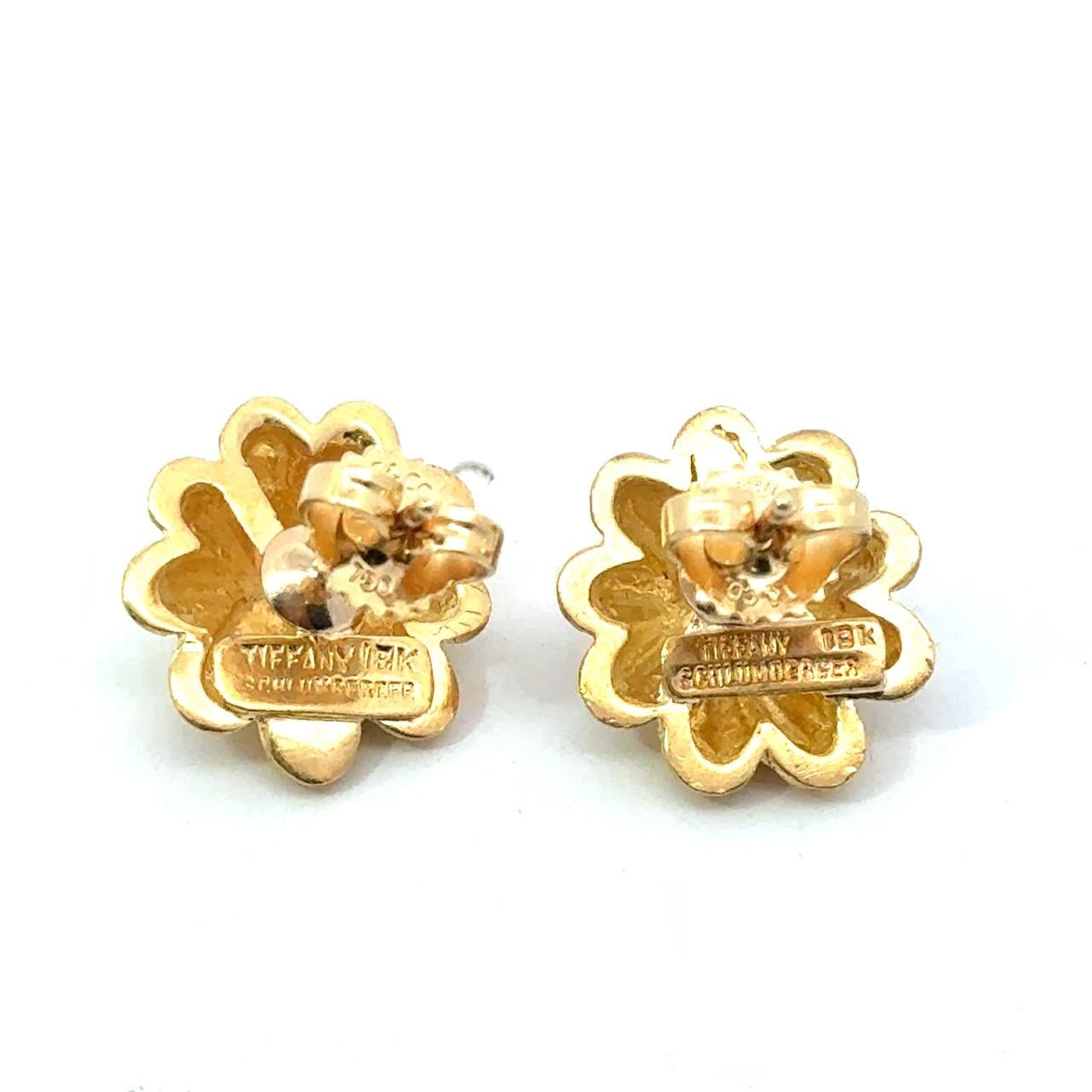 Tiffany & Co. Schlumberger Boucles d'oreilles en or 18k avec pochette en vente 1