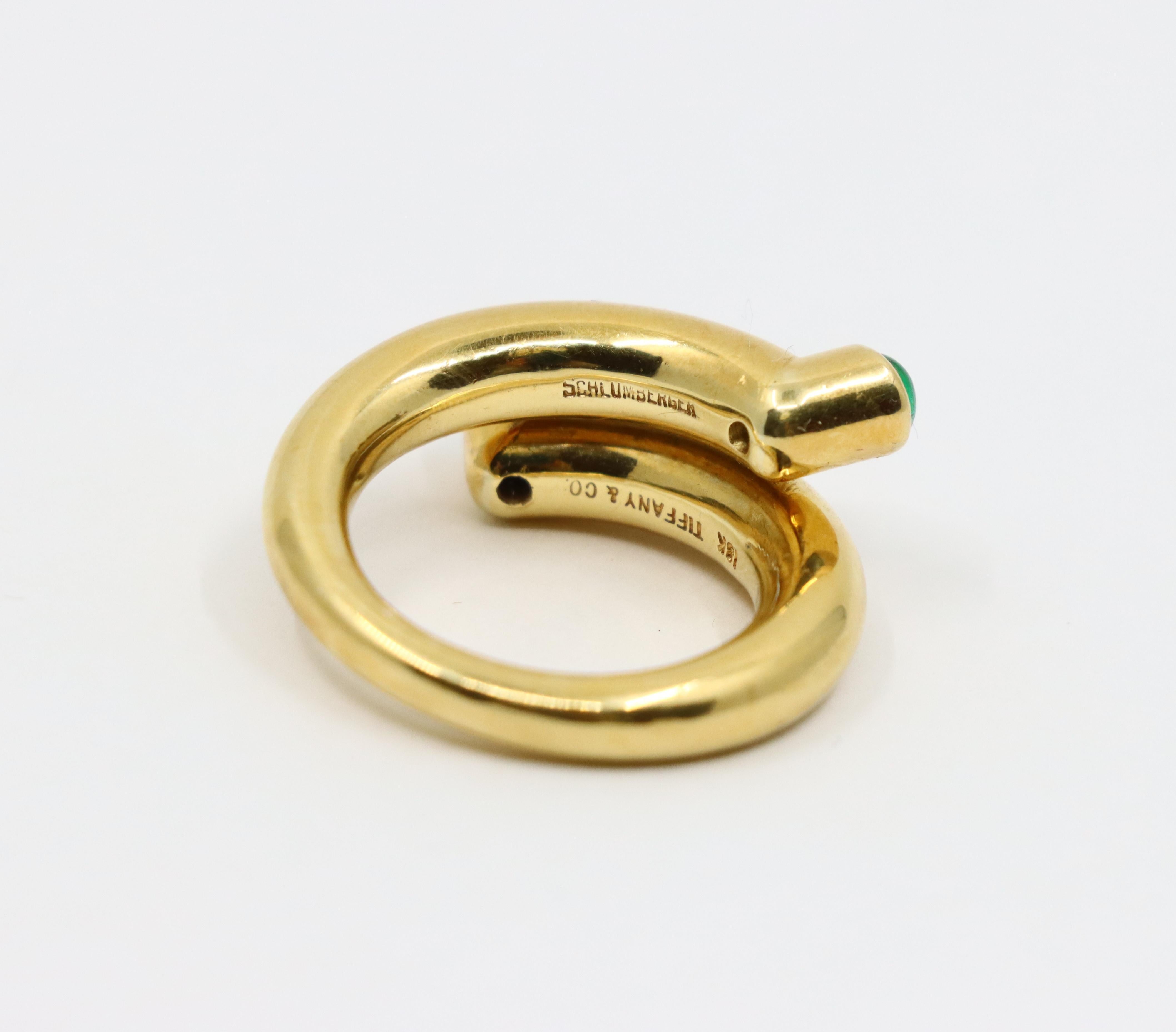Tiffany & Co. Schlumberger 18K Gold Emerald Coil Ring For Sale 5
