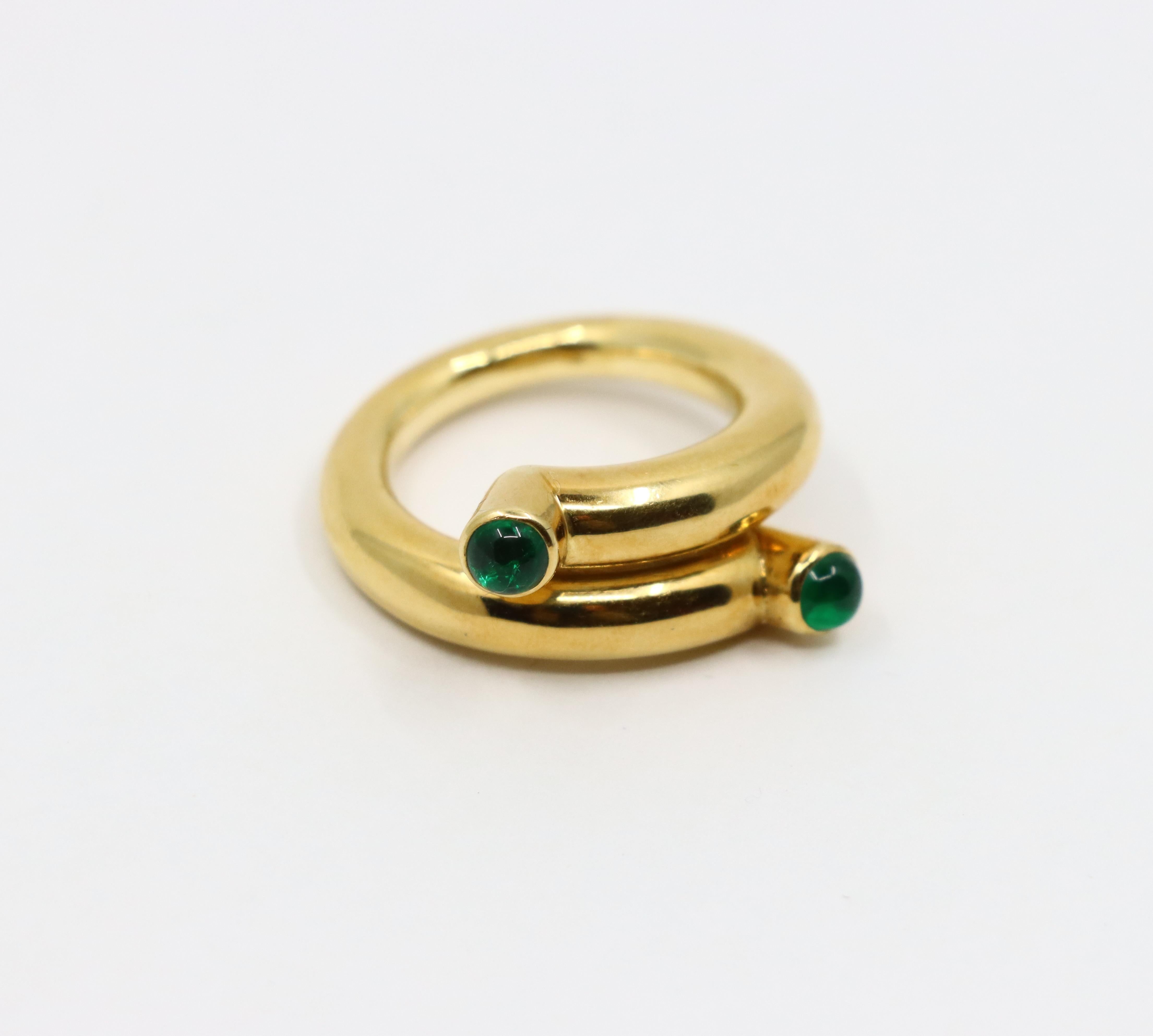 Tiffany & Co. Schlumberger 18K Gold Emerald Coil Ring For Sale 6
