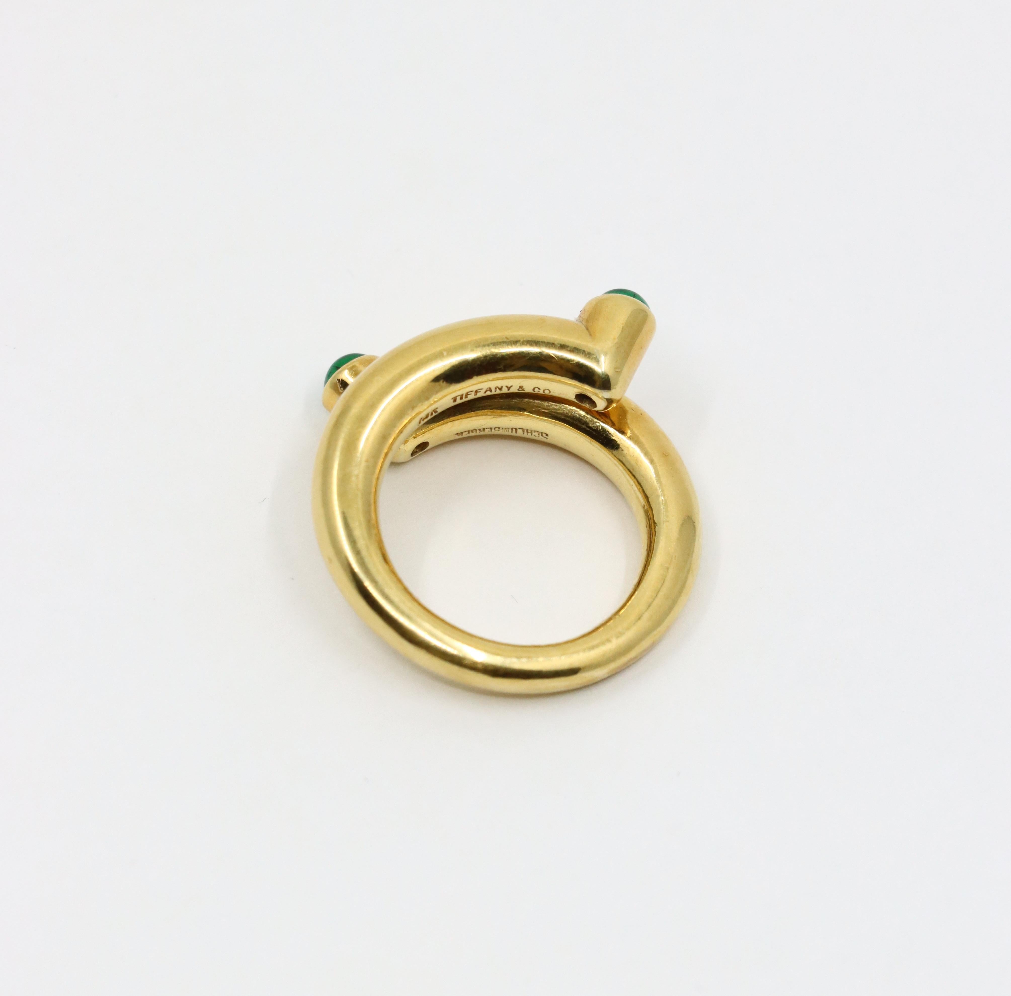 Tiffany & Co. Schlumberger 18K Gold Emerald Coil Ring For Sale 7