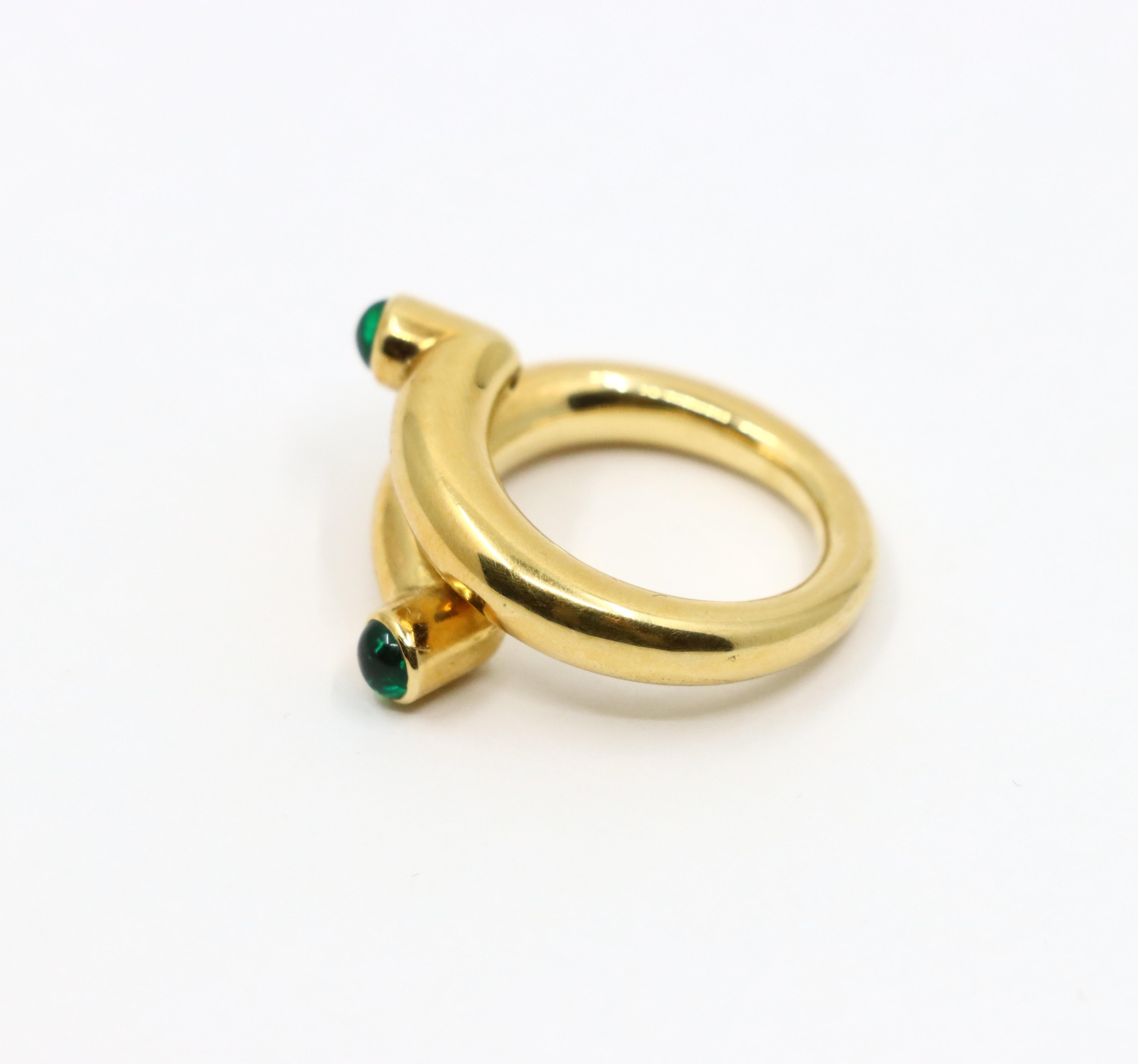 Tiffany & Co. Schlumberger 18K Gold Emerald Coil Ring For Sale 8