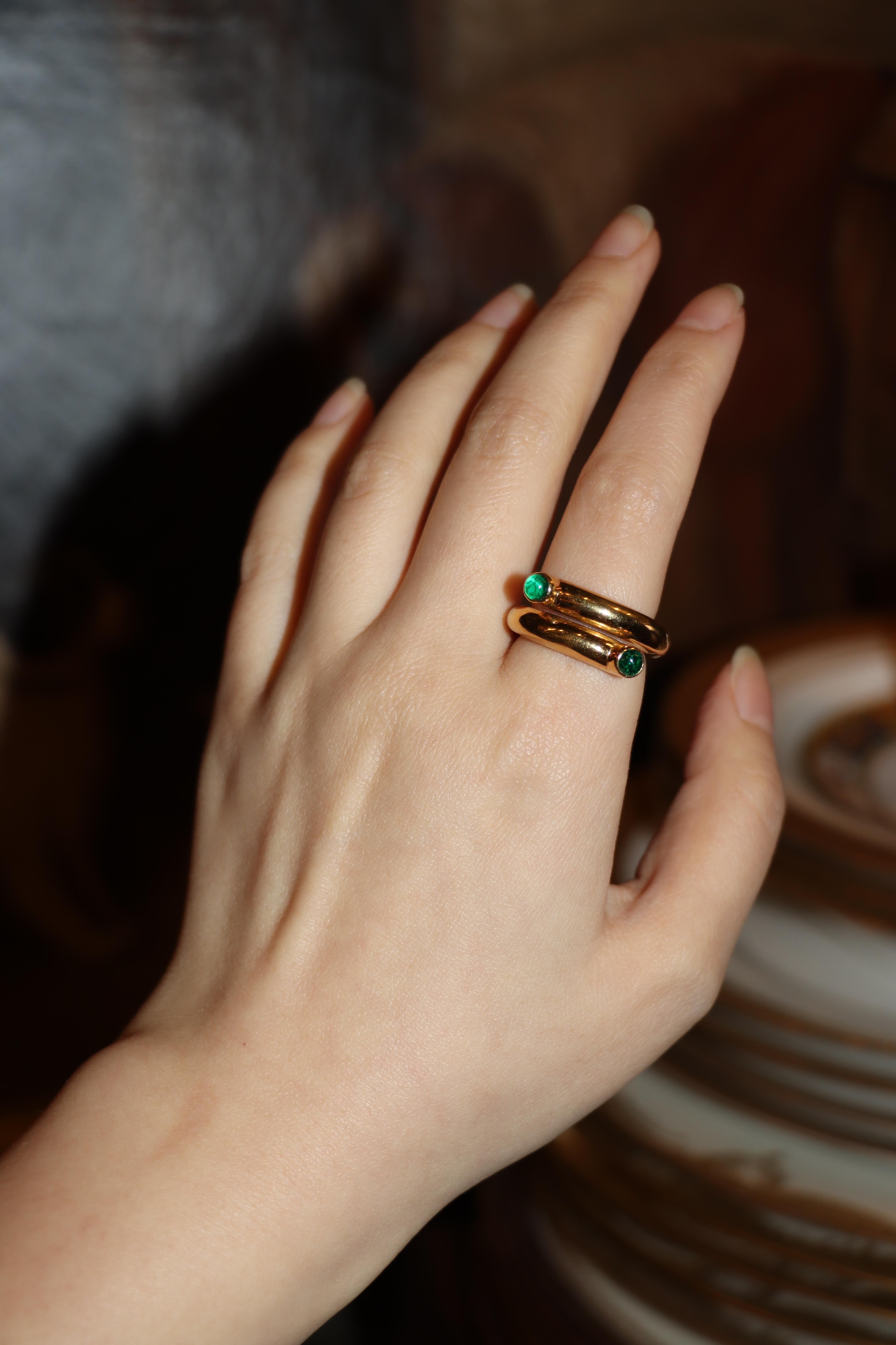 Cabochon Tiffany & Co. Schlumberger 18K Gold Emerald Coil Ring For Sale