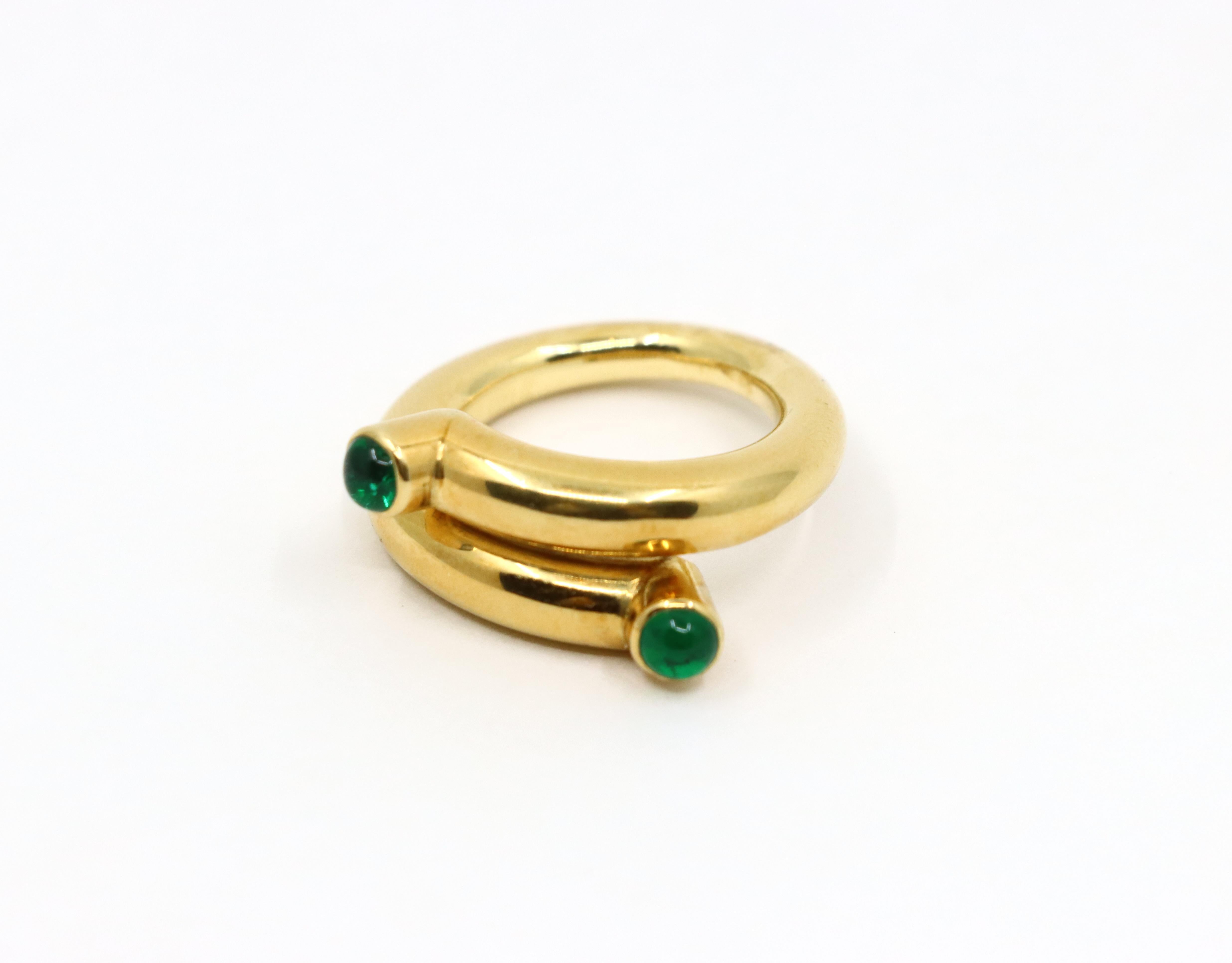Tiffany & Co. Schlumberger 18K Gold Emerald Coil Ring For Sale 3