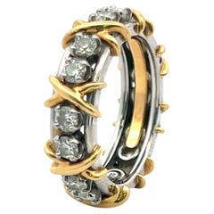 Tiffany & Co Schlumberger 18K Gold/Plat Eternity Band Ring 1.29 Carat Diamonds