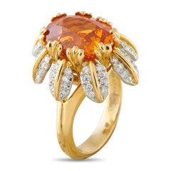 Tiffany & Co. Schlumberger 18K Gold & Platinum 0.55ct Diamond & Spessartite Ring
