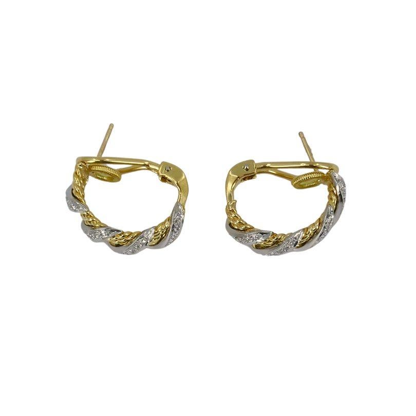 Women's Tiffany & Co. Schlumberger 18k Gold Diamond Braided Earrings For Sale