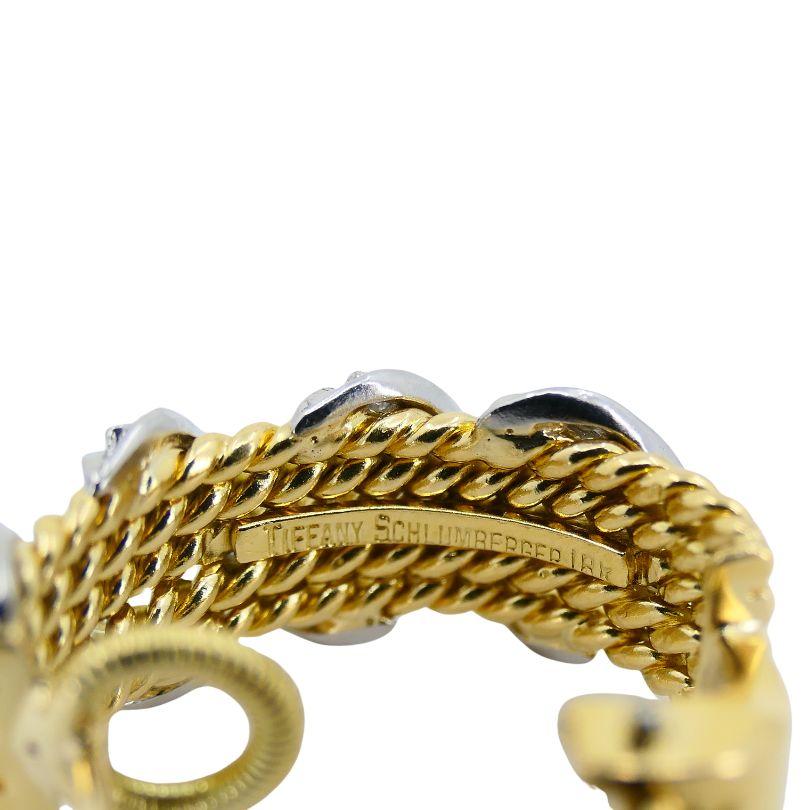 Tiffany & Co. Schlumberger 18k Gold Diamond Braided Earrings For Sale 1