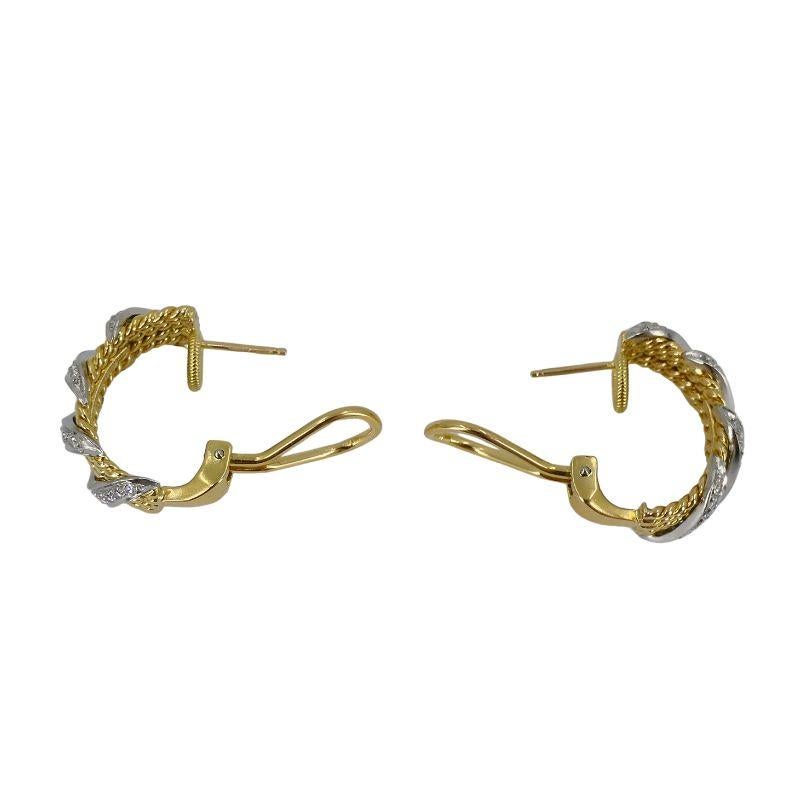 Tiffany & Co. Schlumberger 18k Gold Diamond Braided Earrings For Sale 2
