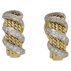 Tiffany & Co. Schlumberger geflochtene Ohrringe aus 18 Karat Gold mit Diamanten