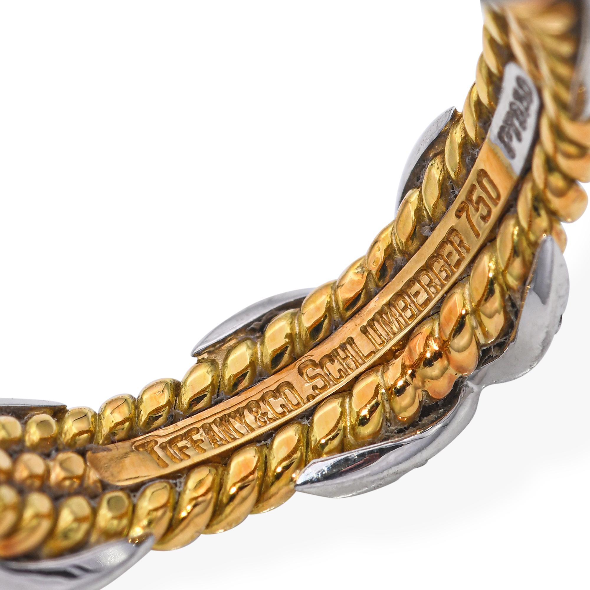 Tiffany & Co. Anello a tre file X con diamanti in oro platino 18 carati Schlumberger in vendita 3