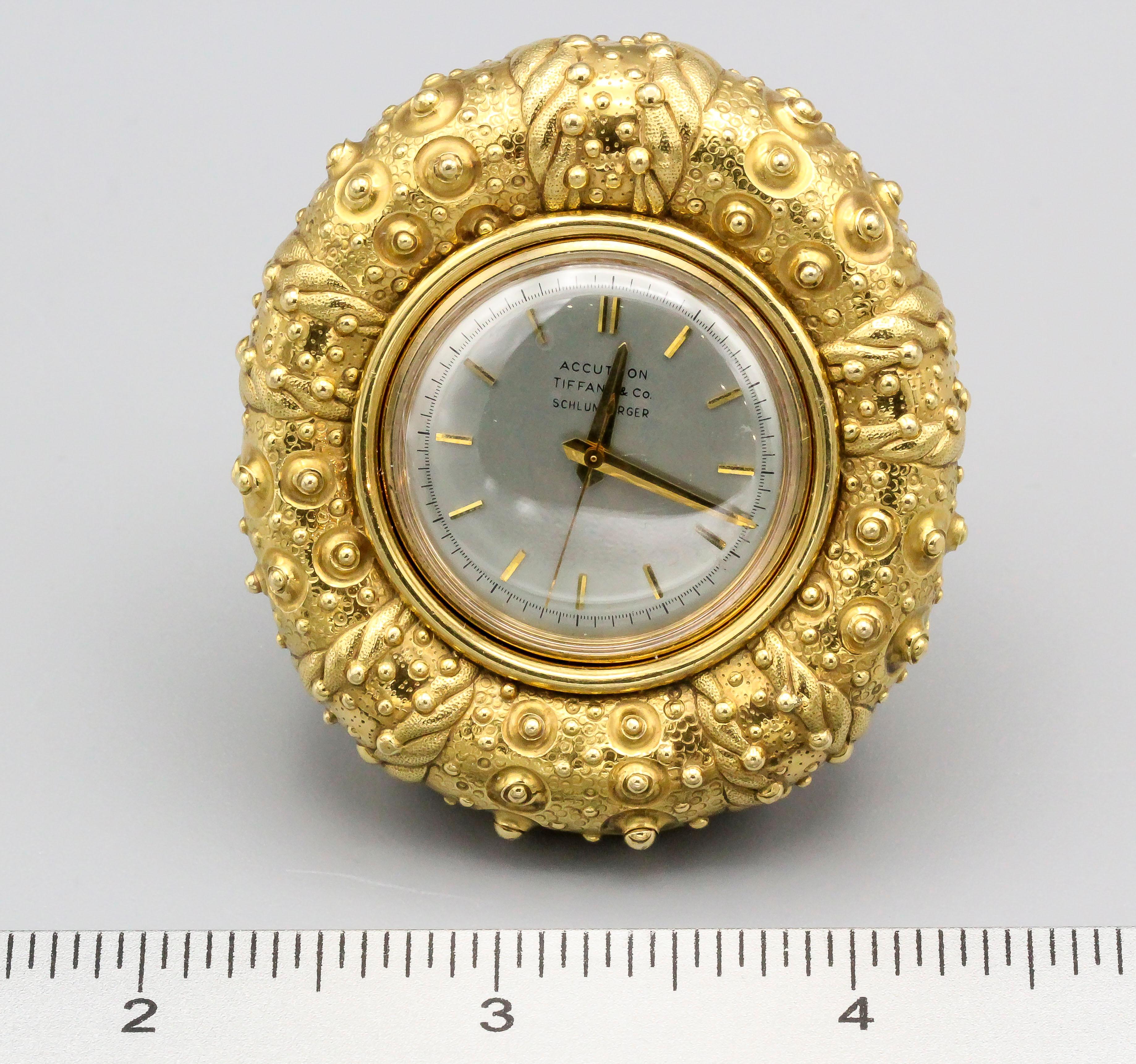Tiffany & Co. Schlumberger 18 Karat Gold Sea Urchin Clock In Good Condition For Sale In New York, NY