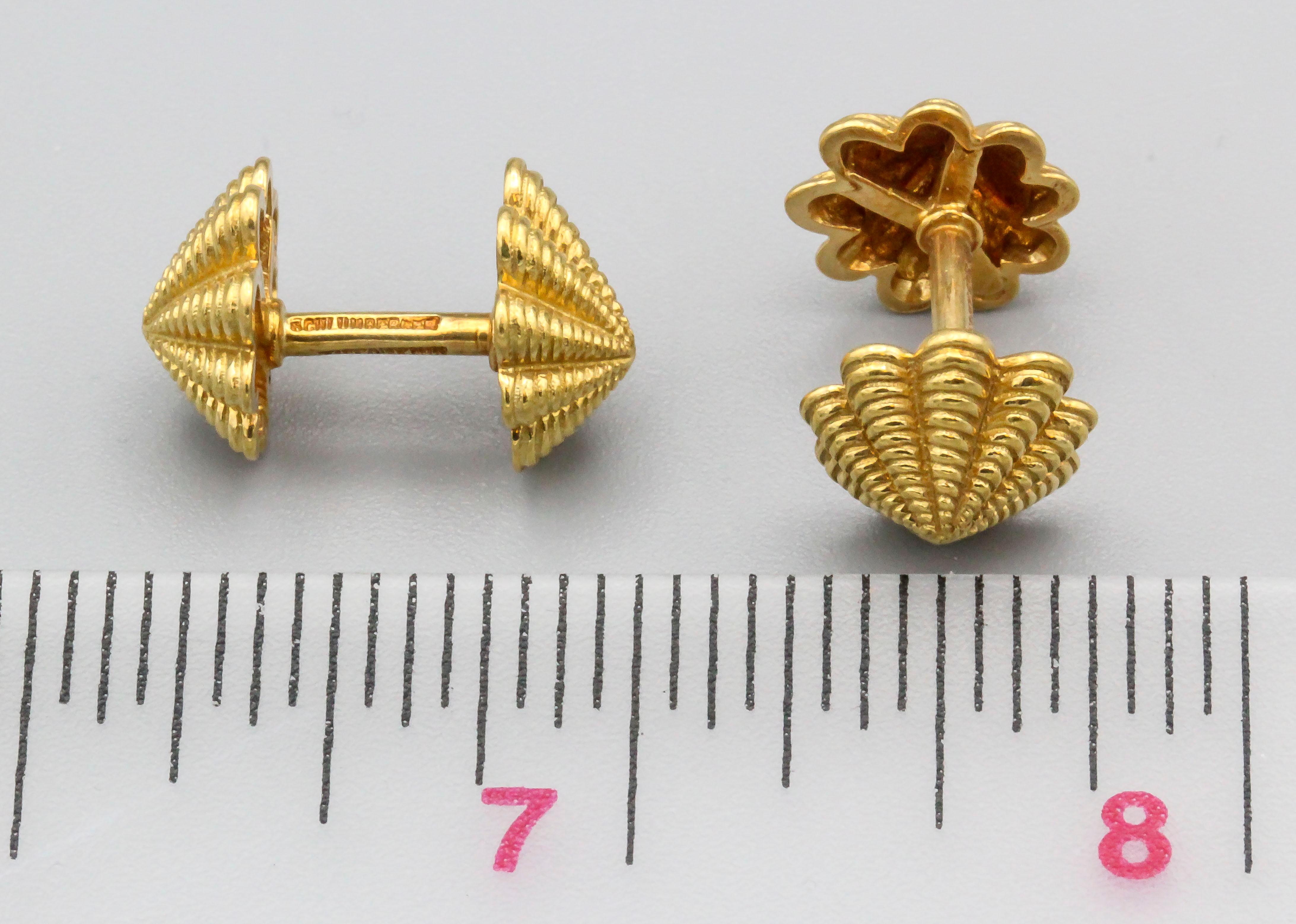 Men's Tiffany & Co. Schlumberger 18k Gold Seashell Cufflinks