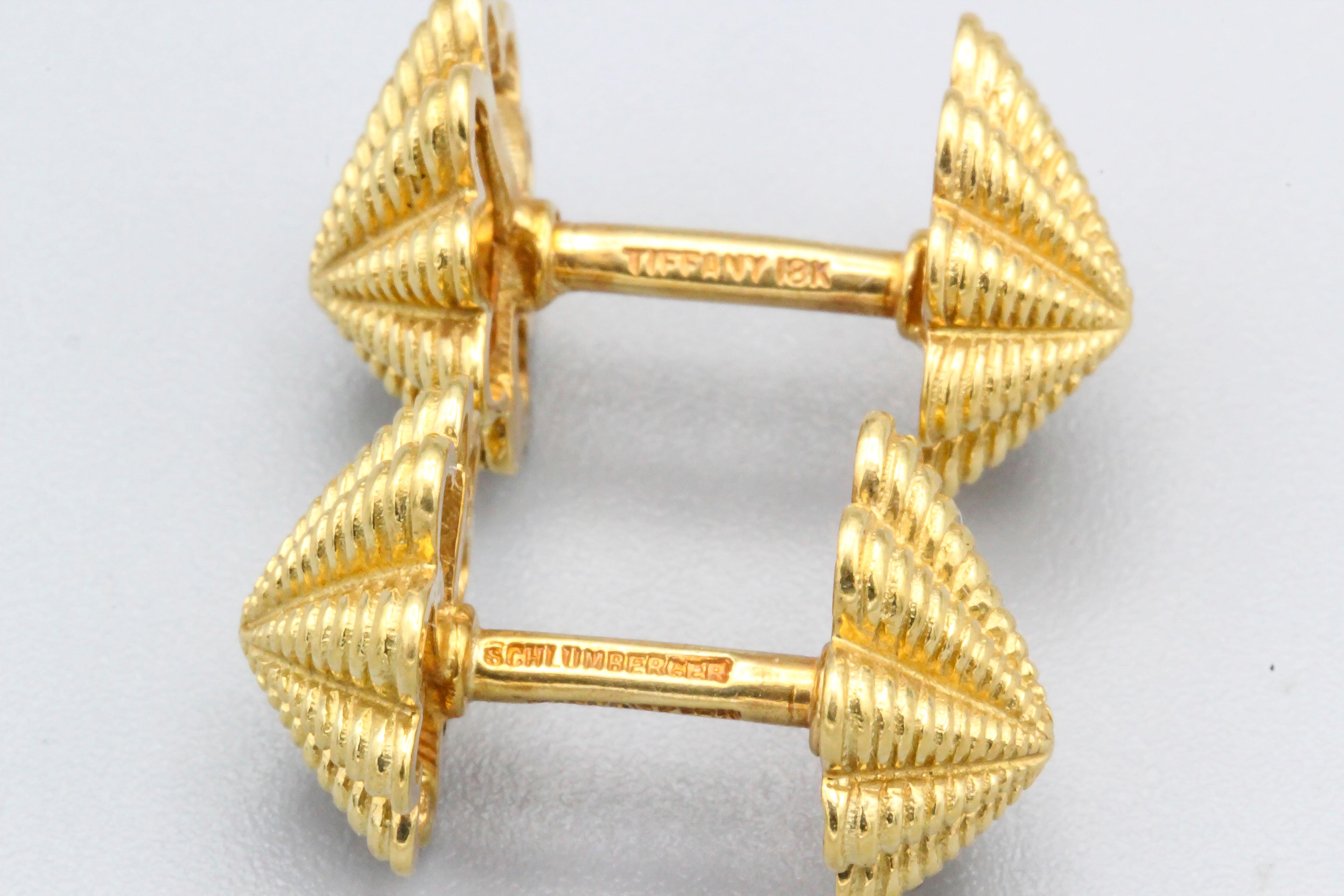 Tiffany & Co. Schlumberger 18k Gold Seashell Cufflinks 1