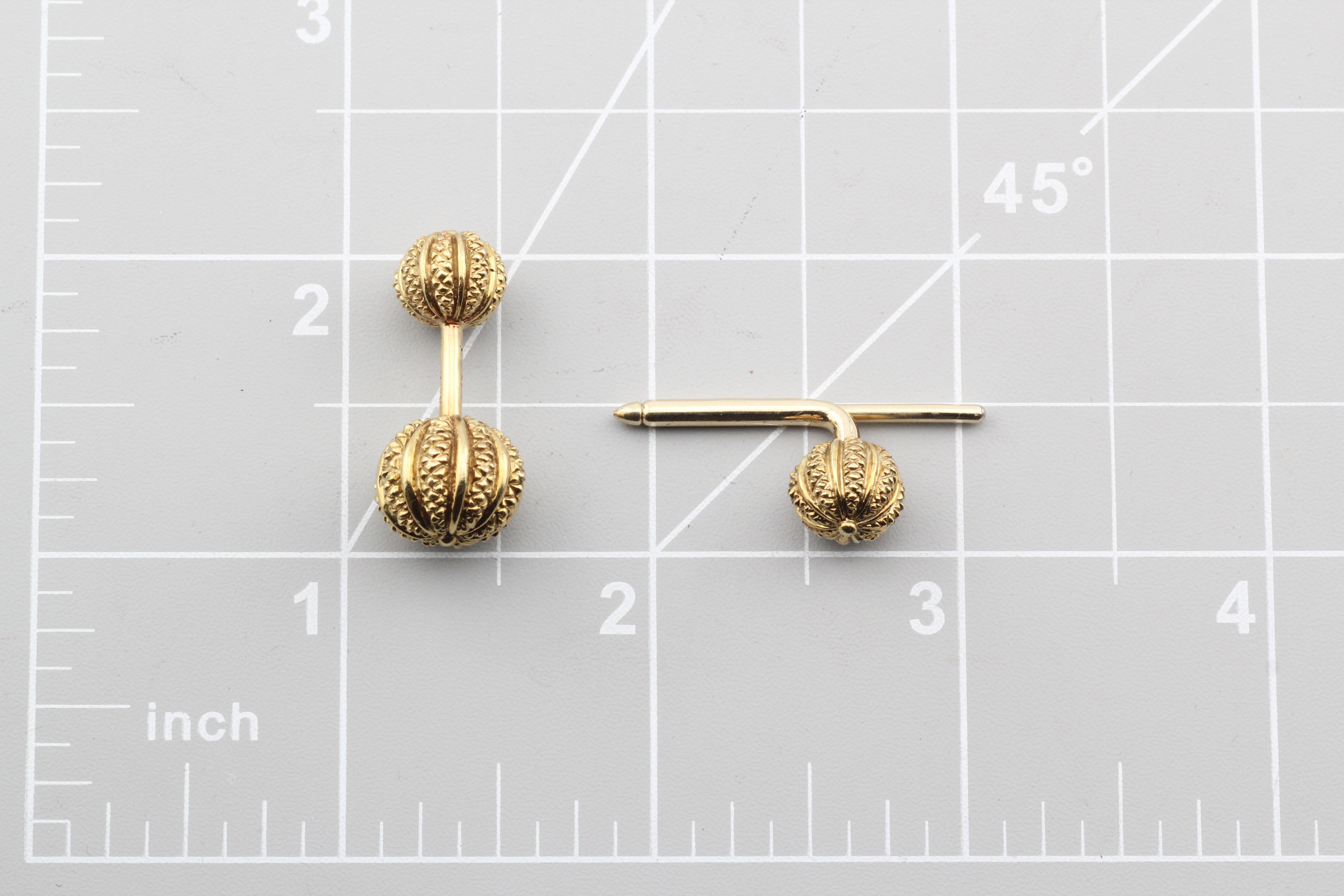 Tiffany & Co. Schlumberger Ensemble de boutons de manchette Dumbbell en or 18 carats en vente 7