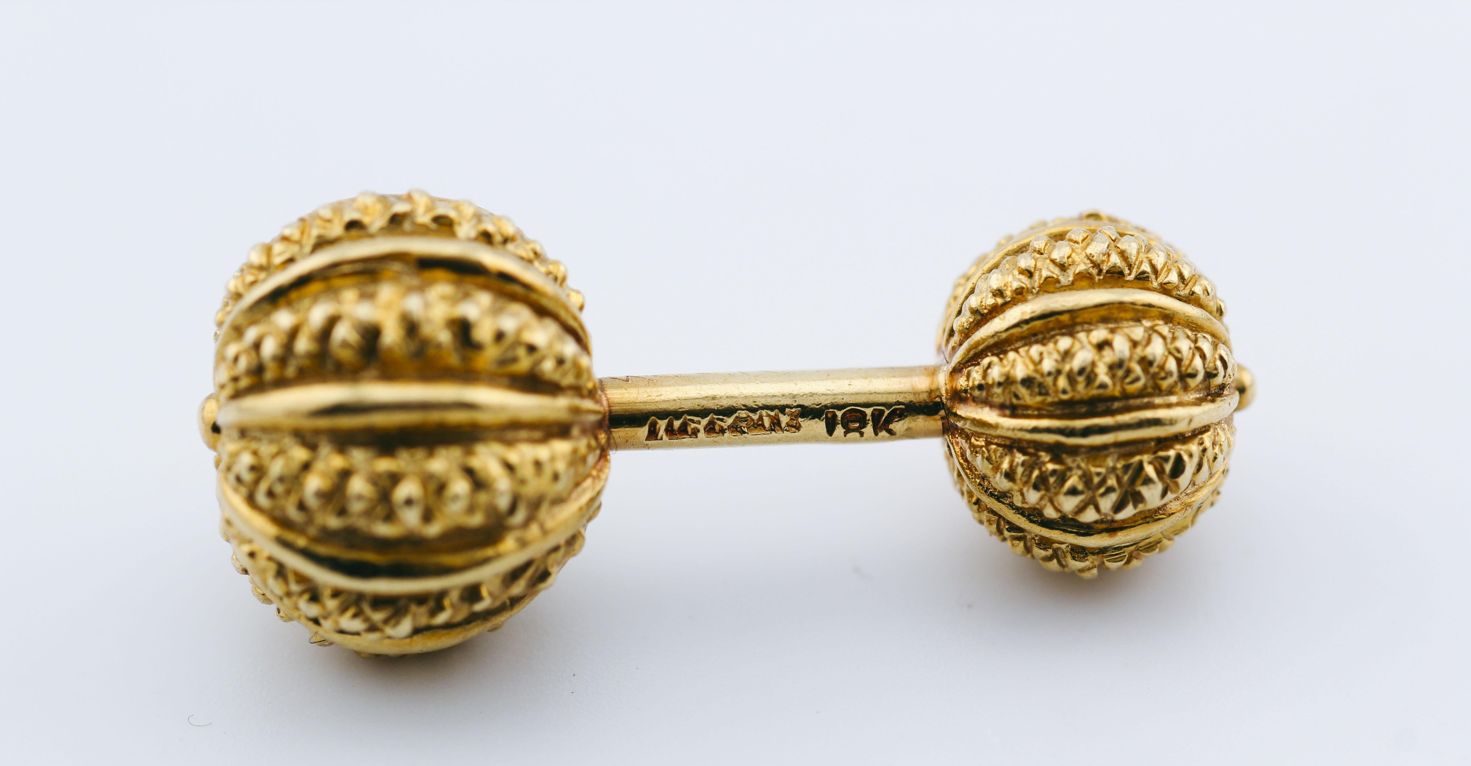 Tiffany & Co. Schlumberger Ensemble de boutons de manchette Dumbbell en or 18 carats en vente 2