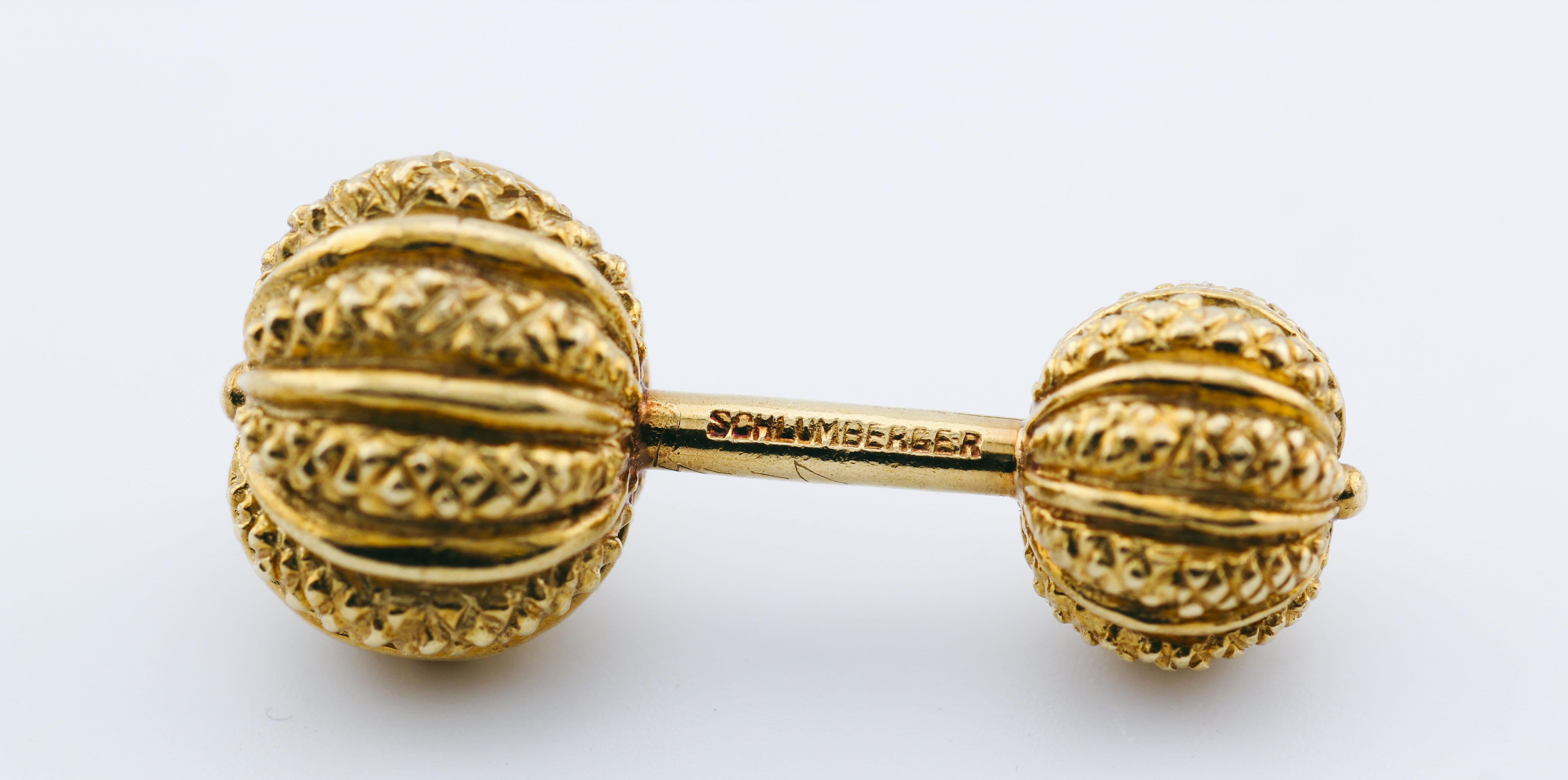Tiffany & Co. Schlumberger Ensemble de boutons de manchette Dumbbell en or 18 carats en vente 3