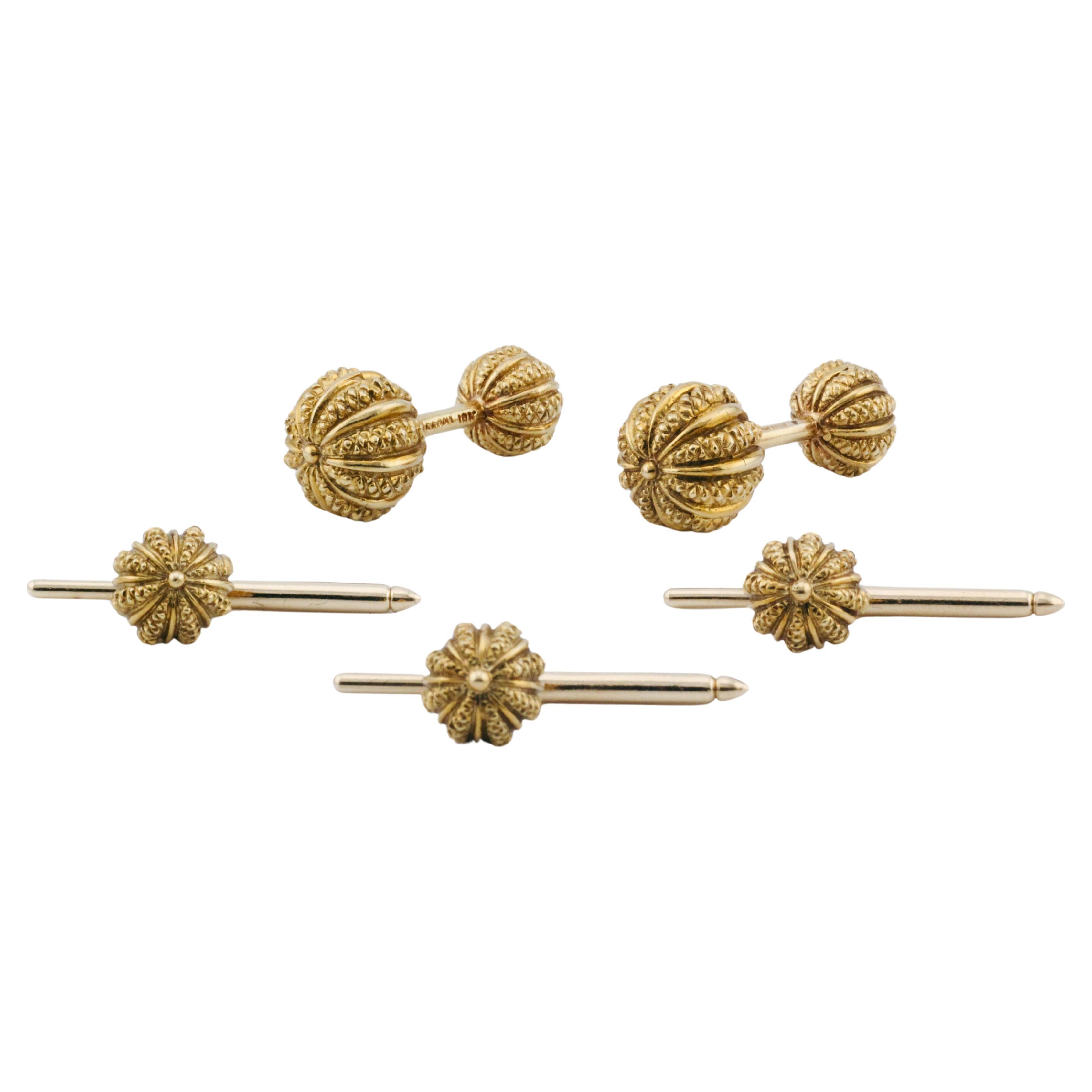 Tiffany & Co. Schlumberger Ensemble de boutons de manchette Dumbbell en or 18 carats