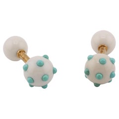 Tiffany & Co. Schlumberger 18 Karat Gold Türkis Chalcedon Dumbbell Manschettenknöpfe