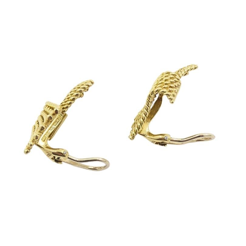 Tiffany & Co. Schlumberger 18k  V-Seil-Ohrringe aus Gold Damen im Angebot