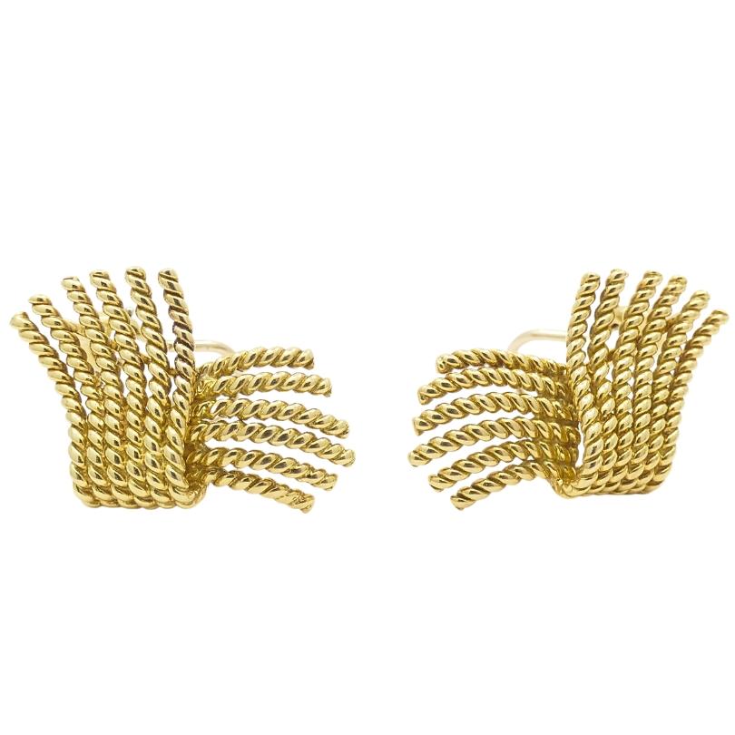 Tiffany & Co. Schlumberger 18k  V-Seil-Ohrringe aus Gold im Angebot 1