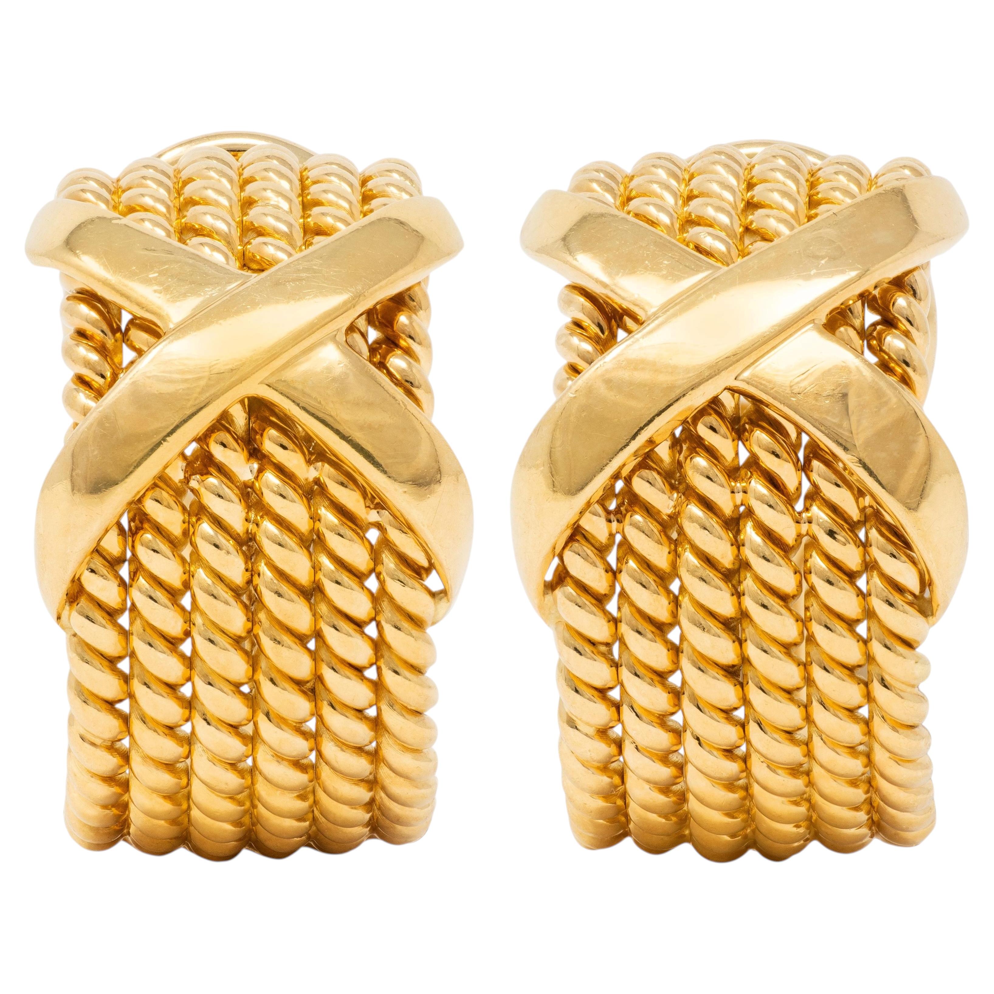 Tiffany & Co. Orecchini Schlumberger in oro 18 carati vintage a 6 corde X J-Hoop
