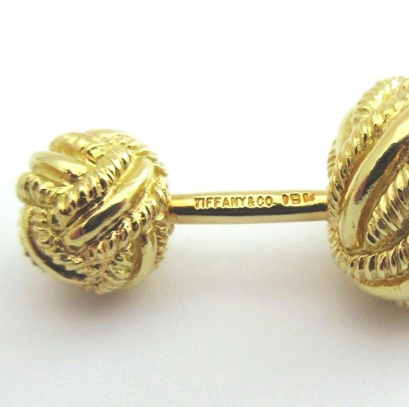 TIFFANY & Co. Schlumberger 18K Gold Woven Knot Cufflinks Cuff links 3