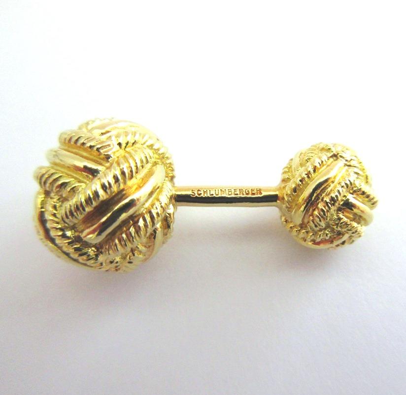 TIFFANY & Co. Schlumberger 18K Gold Woven Knot Cufflinks Cuff links 4