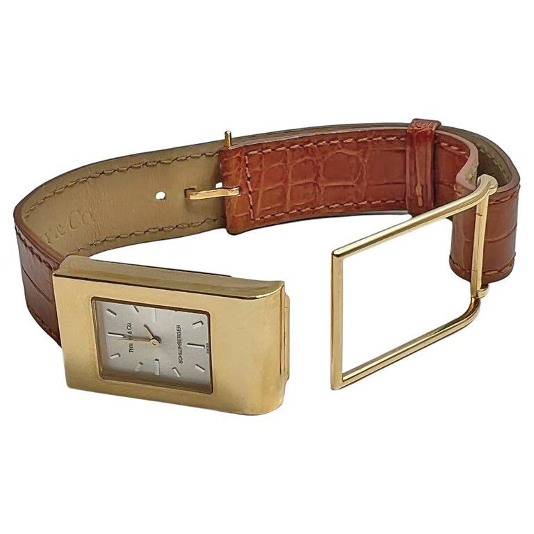 Modern Tiffany & Co. Schlumberger 18k Gold Wrist Watch For Sale