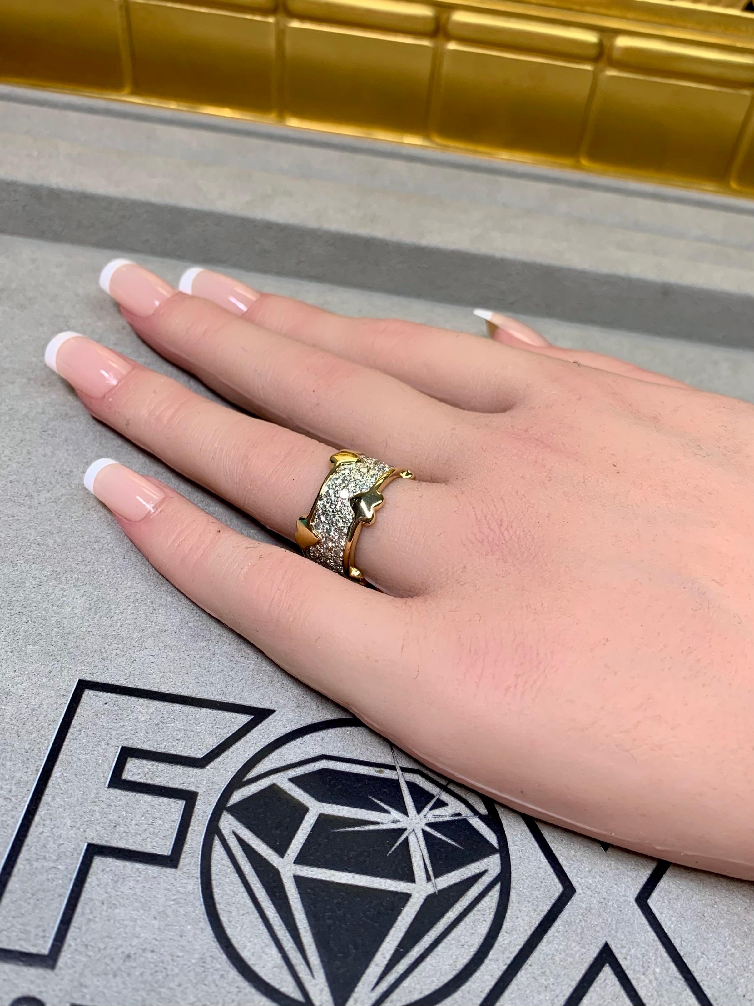 Tiffany & Co. Anello a fascia con cuore in platino 18 carati con pavé di diamanti Sz 6.75 in vendita 9