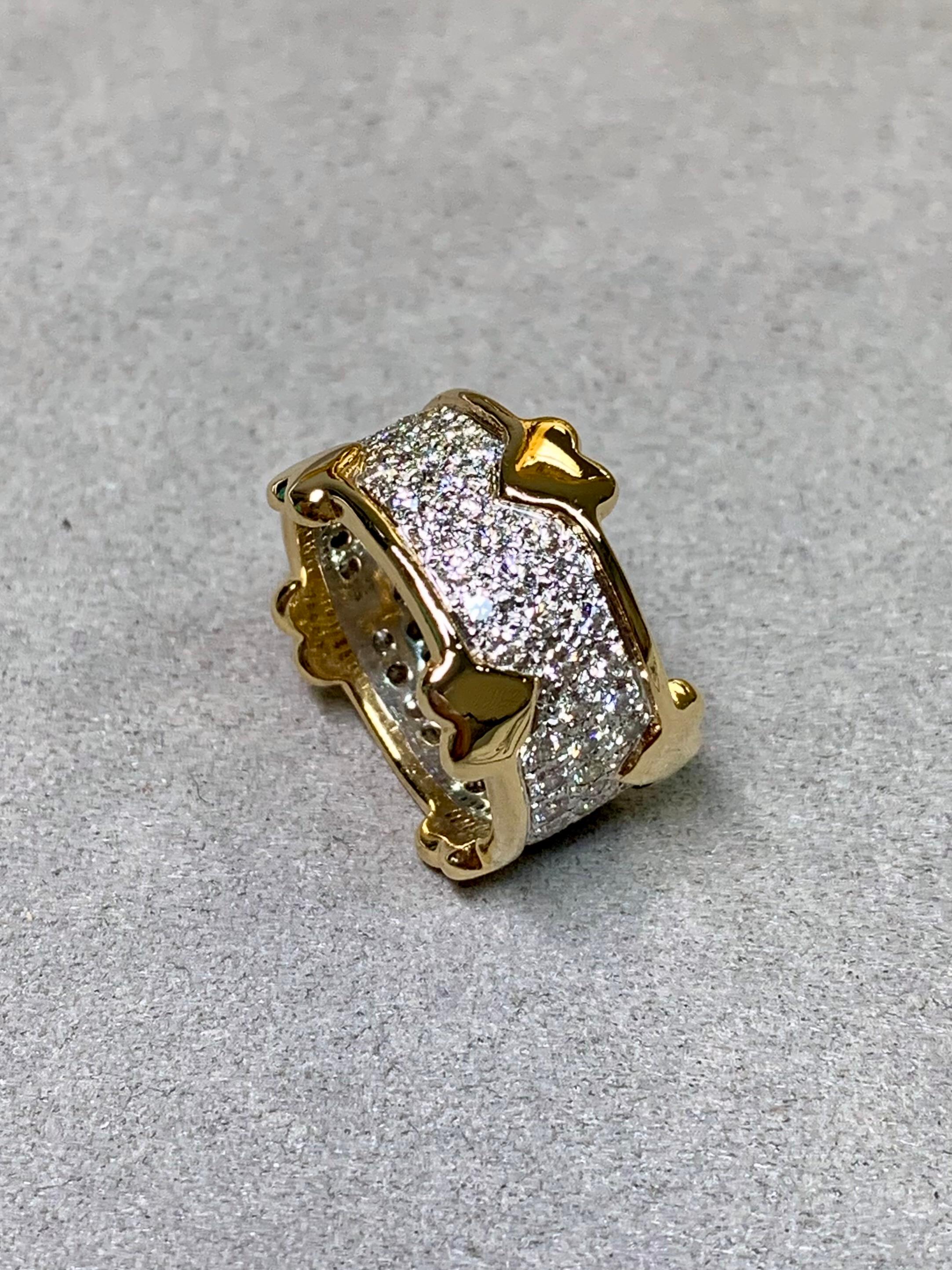 Tiffany & Co. Anello a fascia con cuore in platino 18 carati con pavé di diamanti Sz 6.75 in vendita 3