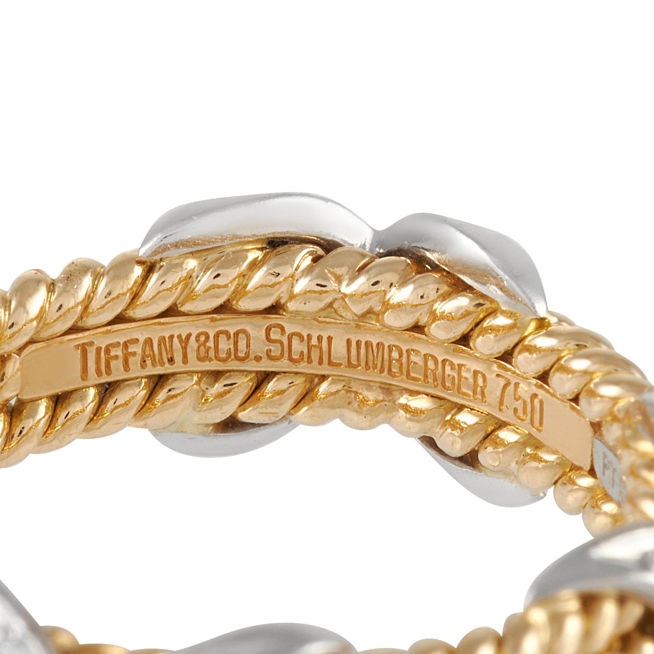 Women's Tiffany & Co. Schlumberger 18k Yellow and White Gold Diamond Three-Row X Ring