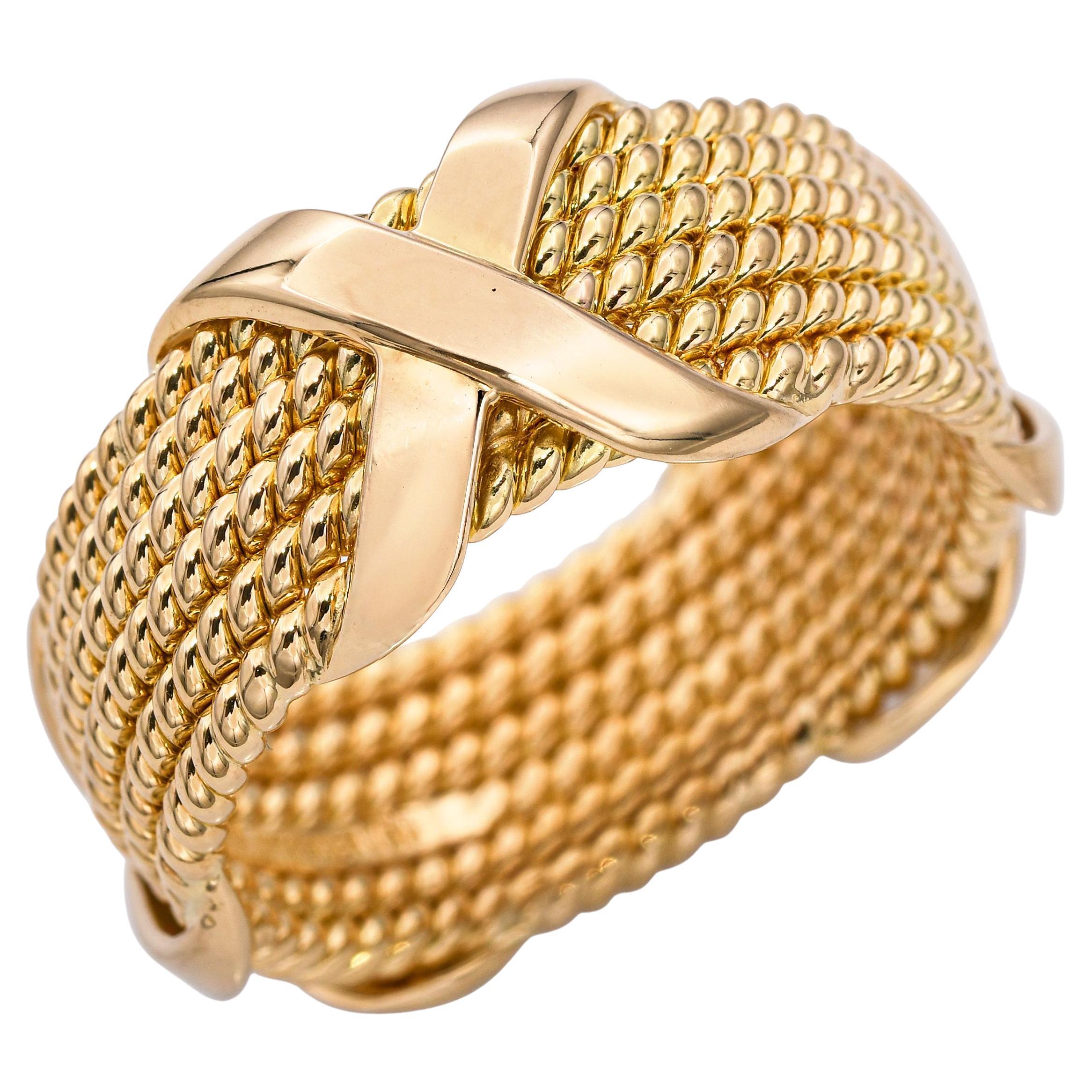 Tiffany & Co. Schlumberger Bague en or jaune 18 carats à 6 rangs de " X ".