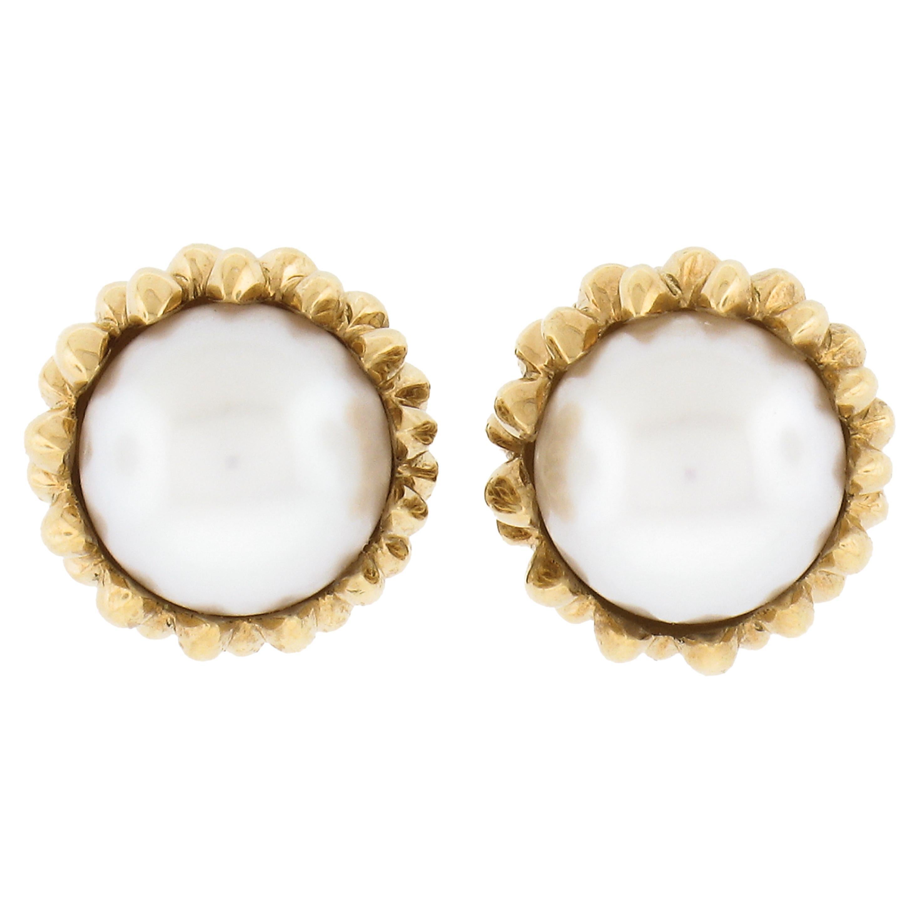 Tiffany & Co. Schlumberger 18k Yellow Gold Aaa Pearl Acorn Stud Earrings W/ Box